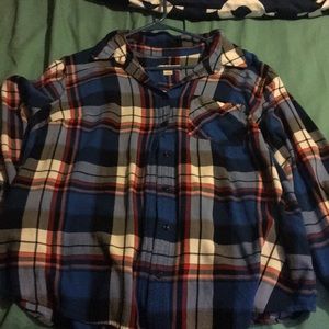 Plaid button down long sleeve top